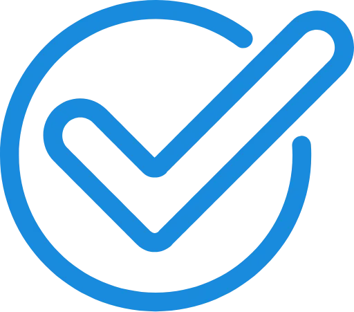 Blue checkmark icon encircled by a partial outline, symbolizing approval or verification by a professional painter in central Florida.