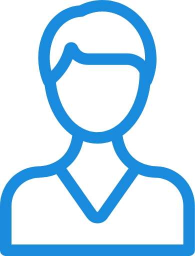 Profile icon of a residential painting service contractor with no distinguishing features, depicted with a simple blue outline on a transparent background.